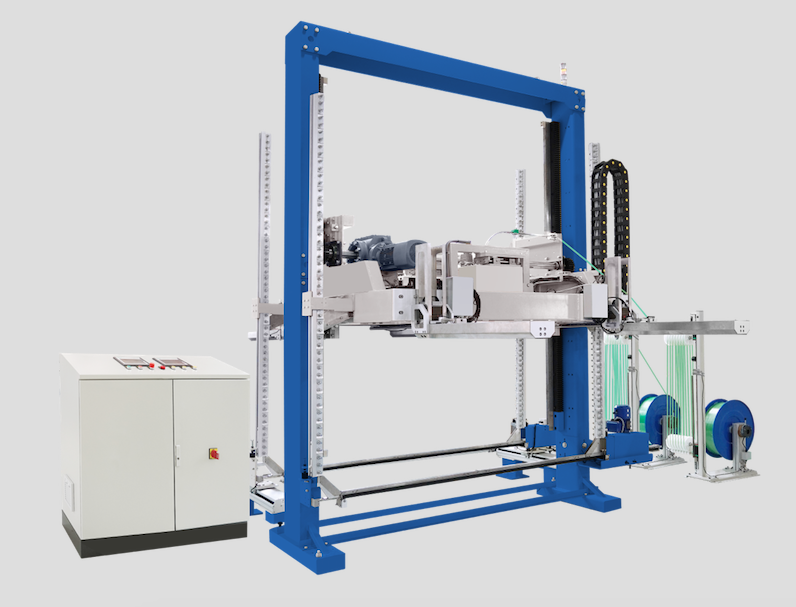 双机芯双穿剑加护角加压捆扎机-摩托车配件打包机